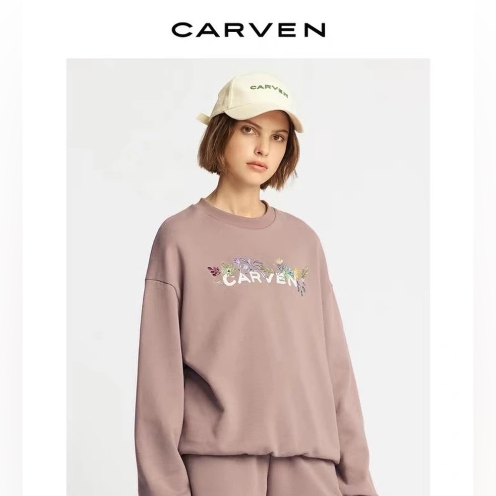 Carven Embroidered Floral Crew Neck Sweatshirt